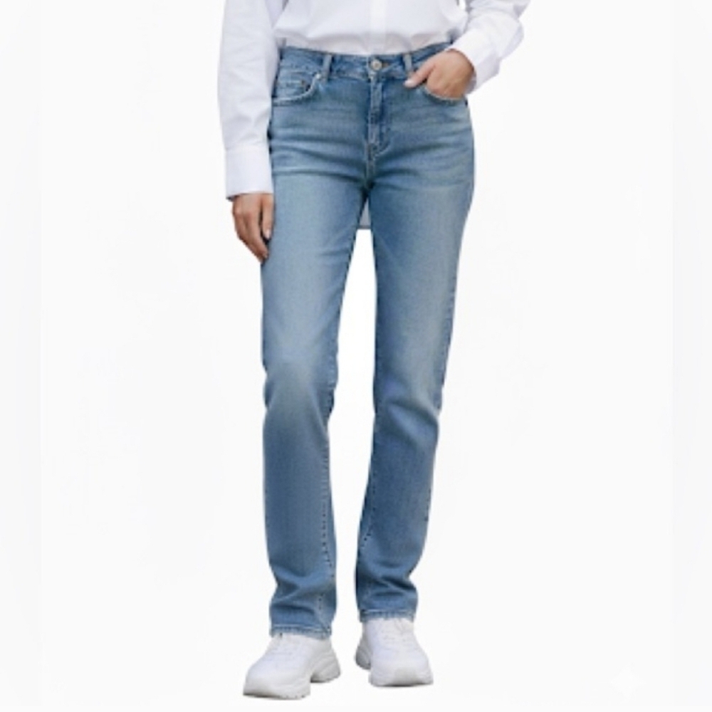 Gucci Mid Rise Tapered Straight Leg Jeans Concealed Button Fly Casual Blue